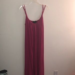 Maxi dress. Fuchsia. High-low skirt. Cotton